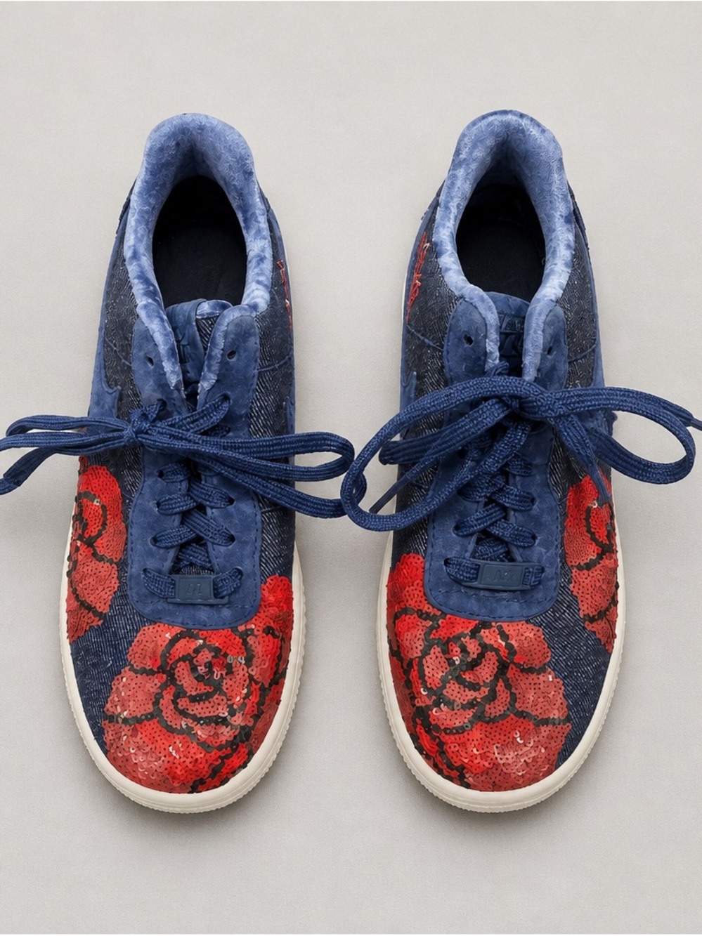 Nike Air Force 1 Floral Sequin Denim Sneakers